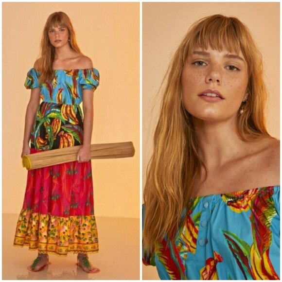 💕FARM RIO💕 Farm Mix Maxi Dress ~ Small S NWT - Picture 1 of 16